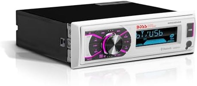 Boss Audio Systems MR632UAB Marine Receiver – Weatherproof, Bluetooth Audio and Hands-Free Calling, USB, MP3, AM/FM, Aux-in, No CD Player, RGB Multi-Color Illumination, Detachable Front Panel, white