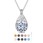 DAOCHONG S925 Sterling Silver Aromatherapy Essential Oil Diffuser Necklace Love Heart Locket Perfume Pendant Necklace Jewelry 18+2" Adjustable Chain, Sterling Silver