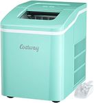 COSTWAY Countertop Ice Maker, 26Lbs/24H Portable Ice Machine with Self-Cleaning Function, Bullet Ice Cubes Ready in 8 Mins, Scoop and Removable Basket,Ice Maker for Home Party Bar, Green
