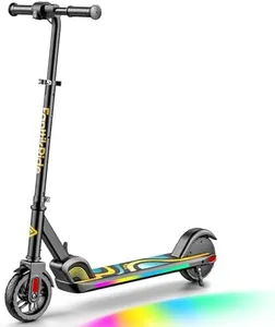 FanttikRide C9 Pro Electric Scooter for Kids 3.9ft-5.2ft, Colorful Rainbow Lights, 5/8/10MPH, 5 Miles Range, LED Display, Adjustable Height, Foldable, Scooter for Kids up to 132 lbs(Black)