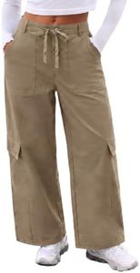 Aoysky Womens Wide Leg Baggy Cargo Pants Casual Trousers Y2k Streetwear