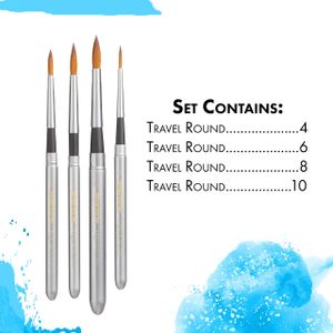 Princeton Aqua Elite Watercolour Brushes Set – Synthetic Kolinsky, 4-Piece Travel, Short Handle