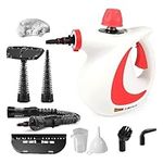 Belaco Multipurpose Steam Cleaner 1050W, 9 Pieces Accessory kit for Multi Purpose Red color portable steamer for stain removing tiles kitchen bathroom garment car seats & more British Plug