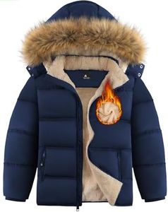 WENTTUO Boy Winter Coats Puffer Fleece Jacket Waterproof Thicken Warm Parka Sherpa Lined Snow Jackets with Removable Fur Hood