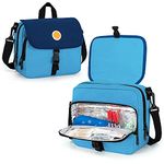 CURMIO Insulin Cooler Travel Case, Portable Diabetic Supplies Organizer with Insulated Pocket and Shoulder Strap for Insulin Pens and Diabetic Supplies, Blue