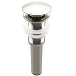 Brushed Nickel Pop Up Sink Drain without Overflow, Bathroom Faucet Vessel Sink Drain Stopper