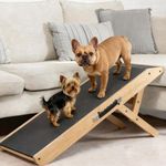 Dog ramp for Couch PRIORPET - Birchwood Foldable Dog ramp - Adjustable 7" to 20" - Landing Platform Seamlessly Connects - Anti-Slip Grip - Pet Ramp for Small Dogs up to 170lbs - Natural