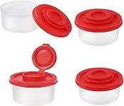 4PCS Small Salt and Pepper Shakers, Mini Shaker Set for Salt and Pepper with Lid to Take with Red Covers Lids Plastic Airtight Spice Jar Dispenser Perfect for On The Go Travel, Camping BBQ Traveling