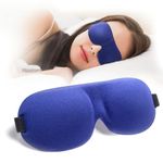 Sleep Mask, 100% Blackout 3D Contoured Sleep Eye Mask, Comfortable & Super Soft Sleeping Mask with Adjustable Straps for Women, Men, Concave Molded Night Eye Mask for Sleeping Travel Yoga Naps, Blue