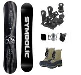 Symbolic Knotty Kids Snowboard & Bindings & Boots Complete Package (12c Tan Snow Boot+BLK Bindings, 90cm Knotty Rocker)