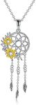 MBSUUH Sunflower Dream Catcher Necklace 925 Sterling Silver DreamCatcher Jewelry Present for Women Wife Mom
