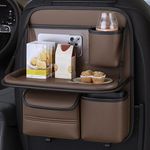ARHAT ORGANIZERS Car Back Seat Organizer with Foldable Tray | Car Back Seat Organizer PU Leather Car Seat Organizer for Mobile Tablet Bottle | Car Seat Back Organizer Storage (Brown)