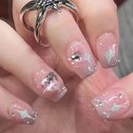 Acrylic Press-On Nails Set with Handmade Gel Polish Patterns and Decorations for Salon-Quality Manicure at Home (Stars)