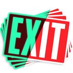 ASSURED SIGNS 4 pcs Emergency Exit Sign Stickers - Glow in the Dark - 10" by 7" - Ideal Safety Signs for Business or Office - Photoluminescent, Reflective, UV Protected - Apply to Door, Wall, Window