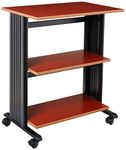 Safco Products Muv Adjustable Printer Stand 1881CY, Cherry Top/Black Frame, Swivel Wheels, Two Adjustable Shelves