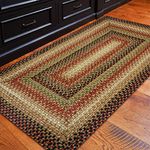 Homespice Gingerbread Jute Braided Rug 27x45in Rect Brown-Red-Black Natural Jute Rug. Uses- Indoor Entryway Rug, Kitchen Rug, Bedroom Doorway Reversible, Rustic, Country, Primitive, Farmhouse Decor