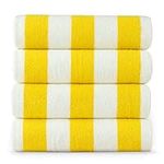 100% Cotton Beach Towel, Pack of 4 Beach Towels Set, Cabana Stripe Pool Towels, Oversized Beach Towels for Adults (30" x 60”), Highly Absorbent, Large Beach Towels, Quick Dry Towel - Yellow