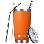 UsparkMC 20oz 550ml Tumbler Stainless Steel with Lid and Straw,Double Wall Vacuum Insulated Coffee Travel Mug for Hot & Cold,Reusable Cup,BPA Free, Orange