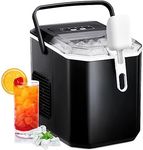 Antarctic Star Countertop Ice Maker with S/L Bullet Ice, 28 LBS/24H, Pebble Portable Ice Machine with Ice Scoop and Handle, Self-Cleaning, One-Click Operation, for Kitchen, Office, Home Use, Black