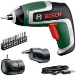 Bosch Home and Garden Compact Cordless Screwdriver IXO (7th Generation; 3.6V; 2.0Ah; 5.5Nm; Set incl. Angle-Screw and Off-Set Angle Attachments; with Micro-USB Cable; in Storage Box)