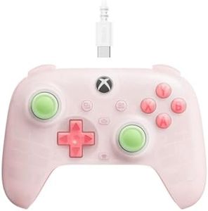 8BitDo Ultimate Mini Wired Controller for Xbox with RGB Lighting Fire Ring, Hall Effect Joysticks and Triggers, for Xbox Series X|S, Xbox One, Windows 10/11 - Officially Licensed (Translucent Pink)