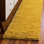 Carpetify Anti Skid Plain Shaggy Soft Fur Bedside Runner Rug, Carpet for Living Room, Carpet for Bedroom, Rugs for Living Room, Kitchen (Mustard Yellow Colour, 2x5, Microfiber)