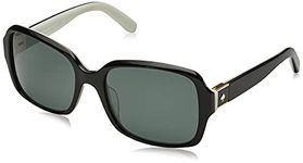 kate spade new york Women's Annora Sunglasses, Black White/Gray Polarized, 54 mm