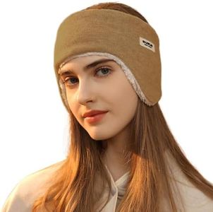 Surblue Ear Warmer Fuzzy Fleece Lined Winter Ear Headband Full Cover Cold Weather Ear Muffs and Bands for Running Cycling Soft Sleep Mask, Khaki