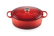 Le Creuset Signature Enamelled Cast Iron Oval Casserole Dish With Lid, 31 cm, 6.3 Litre, Cerise, 21178310602430