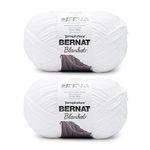 Bernat Blanket White Yarn - 2 Pack of 10.5oz/300g - Polyester - 6 Super Bulky - 220 Yards - Knitting/Crochet