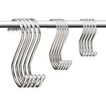 KEESIN 15 PCS S Shaped Metal Hanging Hook Stainless Steel Multifunction Hanger Hooks for Hanging Kitchen Bedroom Office for Clothes & Towel Multipurpose Metal Hooks(Mixed-15 Packs)