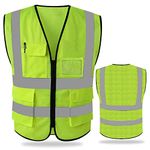 FEimaX High Visibility Safety Vest Mesh Reflective Work Vests for Men Women with Pockets and Zipper Meets ANSI/ISEA Standards