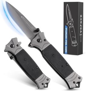 Rolgno EDC Couteau Pliant avec Brise-Verre et Clip de Poche, Couteau de Chasse/de Survie Tranchant en Acier Inoxydable 3Cr13 avec Liner-Lock, pour Camping en Plein Air, Cadeau Homme