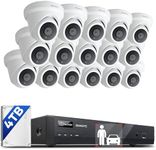 ONWOTE 16 Channel 4K PoE Security Camera System, AI Human Vehicle Detection, 128° Wide View Angle, (16) Outdoor Commercial 8MP IP Cameras with Audio, 16CH 4K NVR 4TB, CCTV Surveillance for Businesses