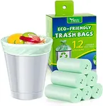 1.2 Gallon Small Trash bags Biodegradable, Mini Recycling & Degradable Garbage Bags Fit 4.5 Liter Trash-Can-Liners for Kitchen Bathroom Office (150 Counts,Green)