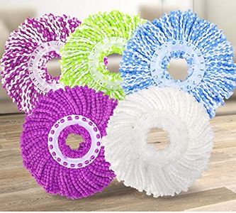 5 Replacement Mop Micro Head Refill for 360° Spin Magic Mop-Microfiber Replacement Mop Head-Round Shape Standard Size