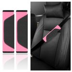 2PCS Car Seatbelt Covers,Leather Seat Belt Pad with Carbon Fiber Design for Car Decorations & Shoulder Protections,Universal Car Accessories Interior Seatbelt Cushion (Pink)