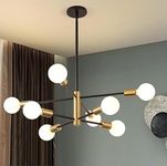 Home Decoration Ceiling Chandelier Lighting 8 Blub-Light Sputnik Chandelier Antique Black Gold Mids Century Modern Ceiling Light for Kitchen Dining Room Bedroom Hallway Anyway