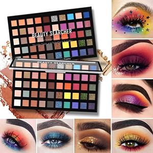 Paleta de sombras de ojos de 50 colores, paleta de maquillaje de sombras de ojos con brillo mate brillante, maquillaje de larga duración, paleta de sombras de ojos pigmentadas profesionales