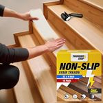 Thunder Grip 32"x4" Clear Non-Slip Stair Treads for Wooden Steps Indoor - 18-pack Clear Stair Treads Non Slip Indoor for Wood, Stair Pads for Dogs, Anti Slip Staircase Step Tread, Self Adhesive Strips