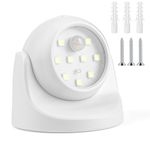 LED Security Light with Motion Sensor PIR,360° Rotating LED Battery Operated Outdoor Spotlight,Wireless Sensor Floodlight for Stair Hallway Garage Entrance (White)