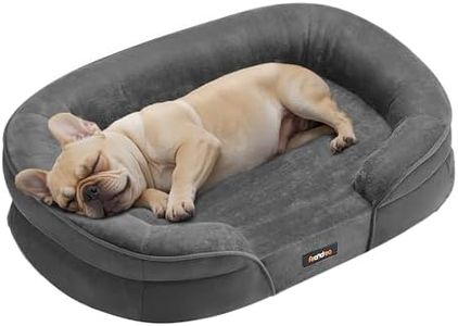 Feandrea Hundebett, Hundekissen, für mittelgroße Hunde, 76 x 51 x 18 cm, orthopädisch, wasserdichte Innenschicht, erhöhte Ränder, Abnehmbarer, waschbarer Bezug, rutschfest, schiefergrau PGW281GN01