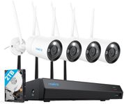 REOLINK 4K Security Camera System, 4pcs Outdoor 4K/8MP Plug-in WiFi 6 Cameras, Full Metal Material, Color Night Vision, Person/Vehicle/Animal Detection, 16CH WiFi NVR with 2TB HDD, RLK12-800WB4