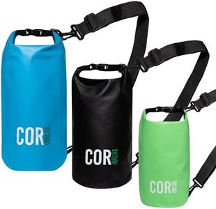 COR Surf Floating Waterproof Dry Bag | Roll Top Sack Keeps Gear Dry for Kayaking, Rafting, Boating, Swimming, Camping, Hiking, Beach, Fishing (3 Pack - One Each of Green 3L, Black 5L and Blue 10L)