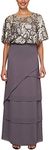 Le Bos Women's Sequin Embroidered Long Dress Mother of The Bride, Pearl Grey, 12