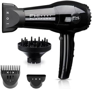 FHI HEAT Platform Nano Lite Pro 1900 Turbo Tourmaline Light Weight Ceramic Quick Dry Hair Dryer with 3 Piece Attachment Set, Black