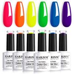 Neon Gel Polish Set, Hot Pink Nail Polish,Yellow Green Purple Blue Orange Gel Nail Polish, Spring Summer Color Gel Nail Polish Kit, Curing Required,6 PCS 7.5ML Nail Art Gift Box