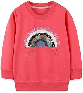 Bumeex Baby Girl's Sweatshirt Clothes Outfit,Rainbow Crewneck Christmas Clothing Pink 2t
