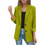 Best Cyber of Monday Deals Womens 2024 Fall Lapel Blazer Coats Business Causal Suit Jacket Open Front Long Sleeve Blazers Office Work Clothes Today's Deals Cheap Stuff Under 1 Dollar Army Green