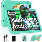 2025 Newest Android 14 Tablet, 10 inch Tablets 22GB+128GB +1TB Expand, 8000mAh Octa-Core Tablet with Drop-Proof, HD IPS Touchscreen, GPS, Split Screen, Widevine L1, for Adults and Kids -Metal Green